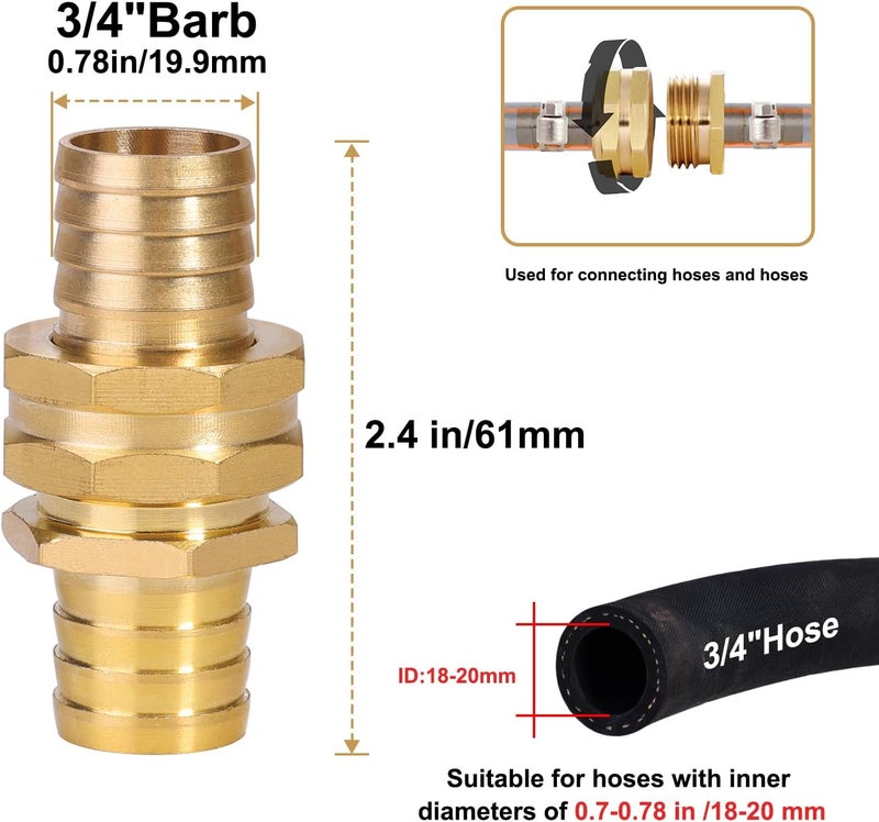 SIGURANTA Garden Hose Repair Connector with Clamps Hose End Repair Kit,3/4" Barb Garden Hose Fittings Male and Female brass garden hose ends (3/4"Barb-2 Set) - Image 2